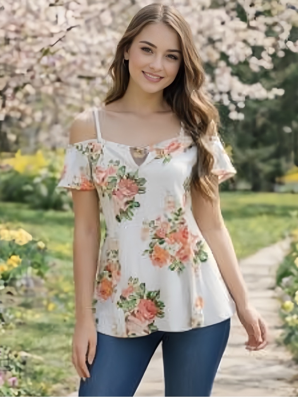 Rue 21 floral off shoulder peplum top